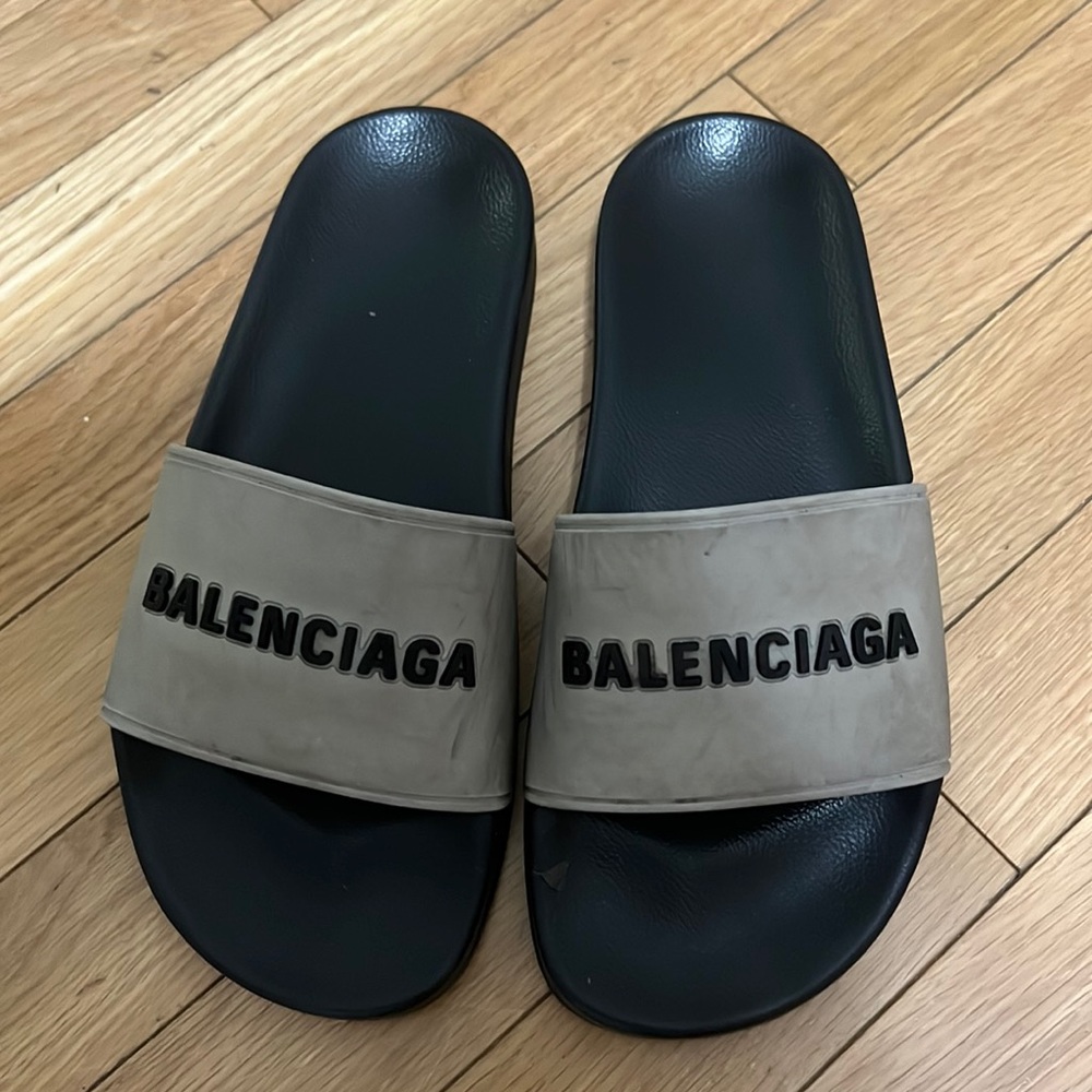 Authentic Balenciaga Grey Slides size 8